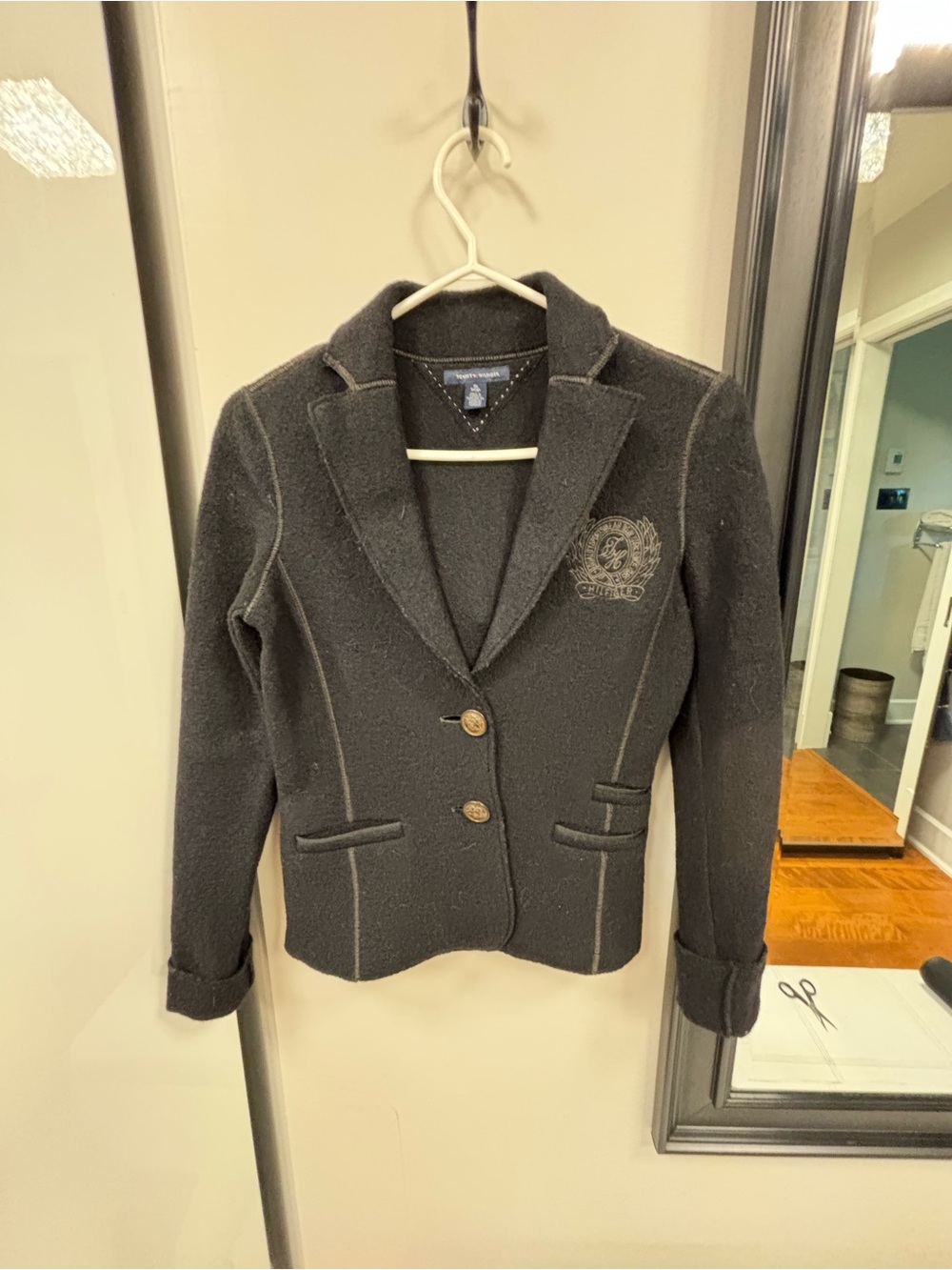 Tommy Hilfiger Black Wool Blazer Jacket